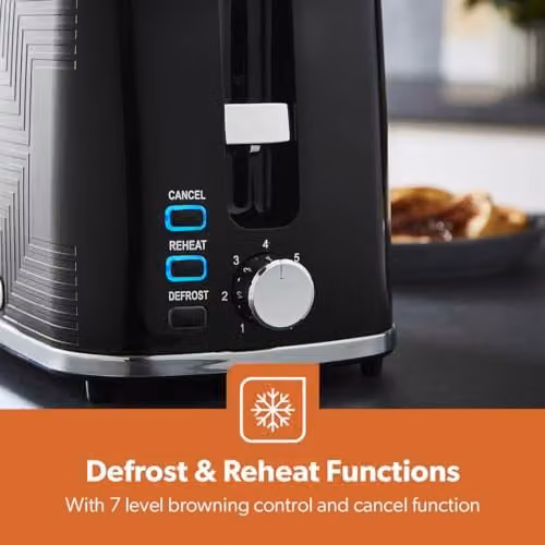 GEEPAS Black Filter Coffee Machine and 2 Slice Toaster Combo Set with 1.5L Capacity and 7 Browning Levels