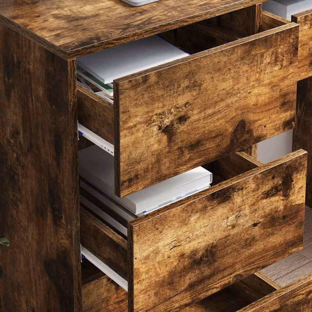 Berkfield Home Modern Writing Desk in Brown Smoked Oak – 3