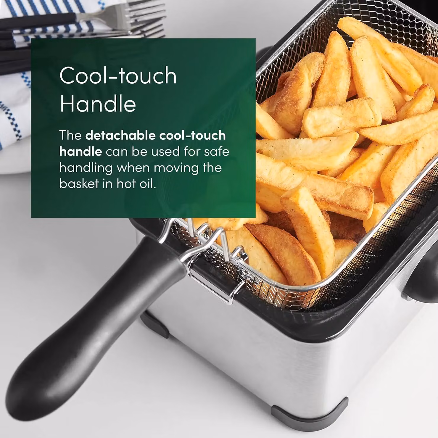 Emperial 2000W Deep Fat Fryer in Silver with Stainless Steel Basket, 3L – 6