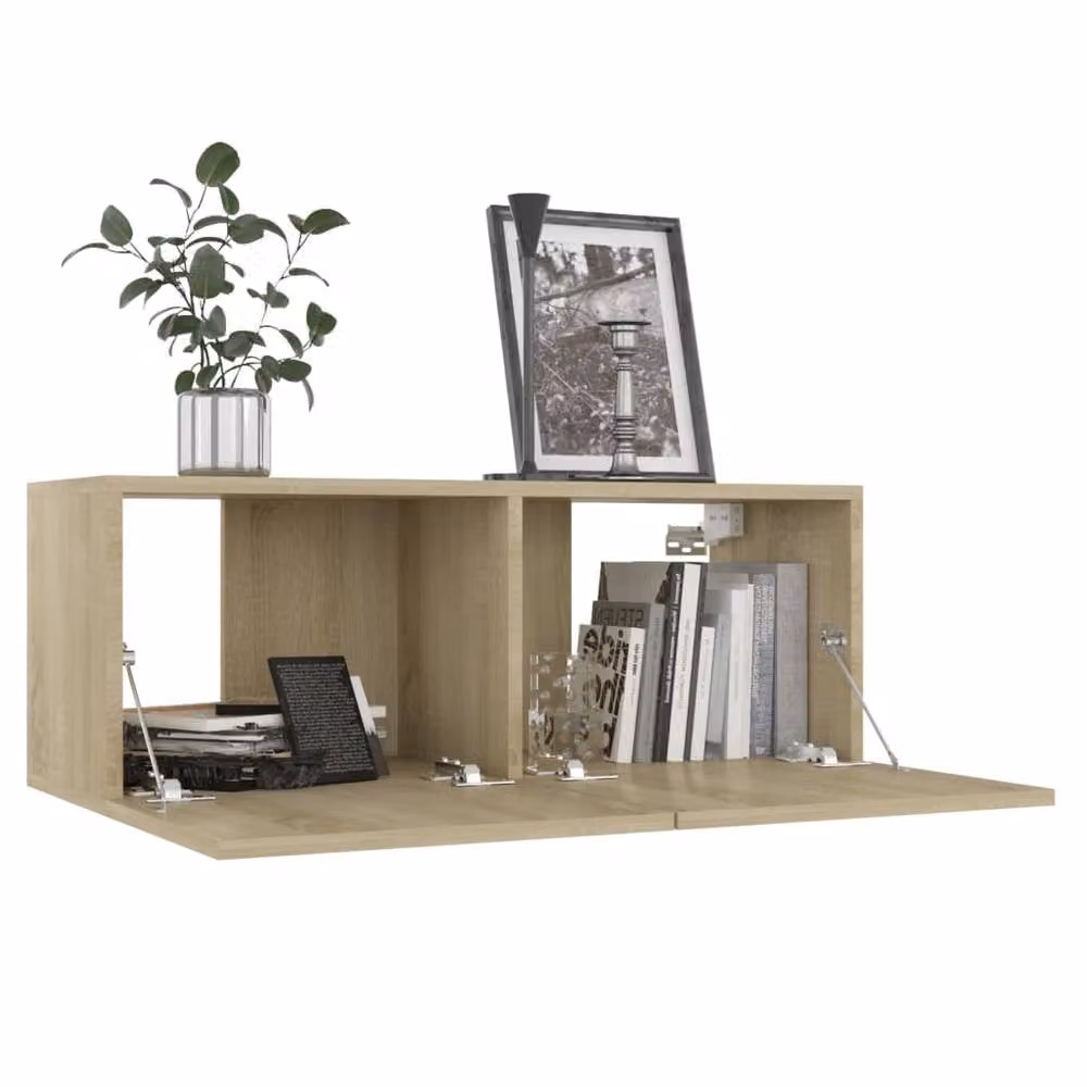 Berkfield Home 4-Piece Sonoma Oak TV Cabinet Set in Light Tan, W/D/H: 80 x 30 x 30 cm – 3