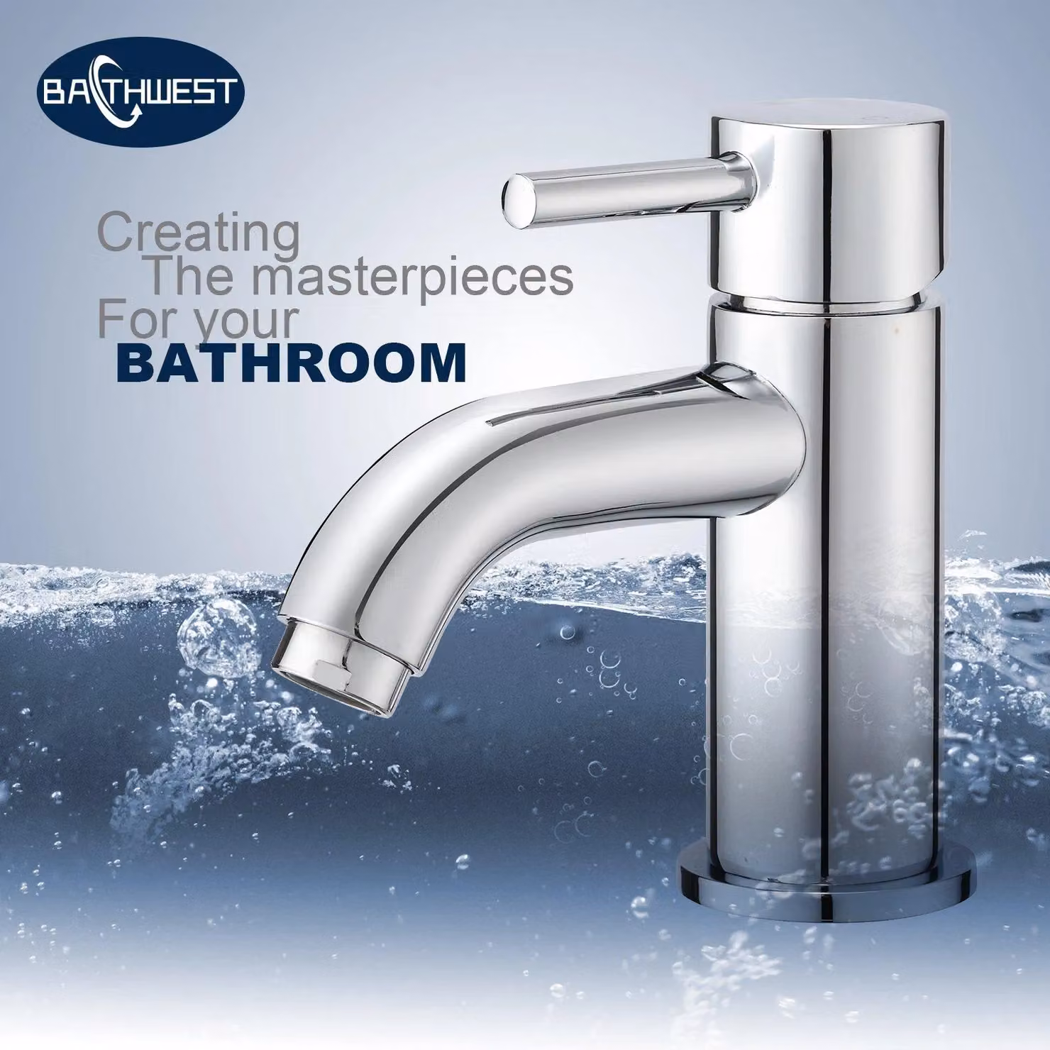 BATHWEST Silver Chrome Basin Mixer Tap with Drainer – 2