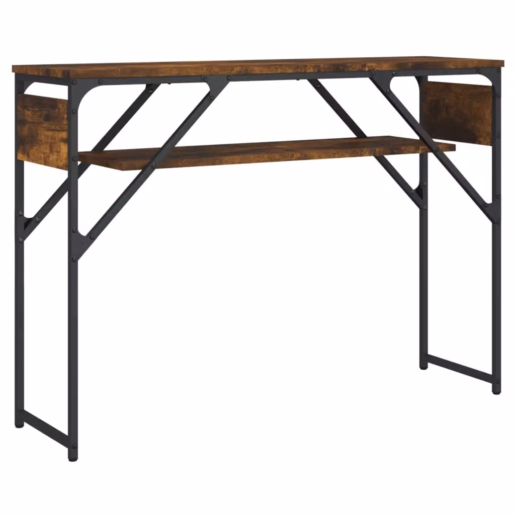 Berkfield Home Smoked Oak Console Table with Shelf, Brown, W: 105 cm, D: 30 cm, H: 75 cm – 2