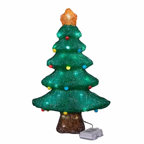 Samuel Alexander 46cm Battery Powered Light Up Christmas Bauble Tree with 60 Cool White LEDs in White and Green – 3