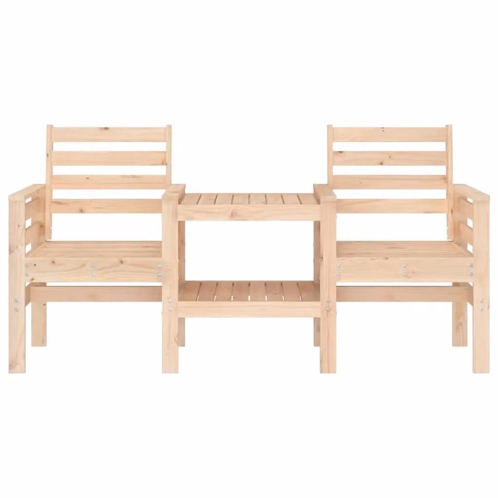 Berkfield Home Rustic 2-Seater Garden Bench with Table in Brown Solid Pine Wood