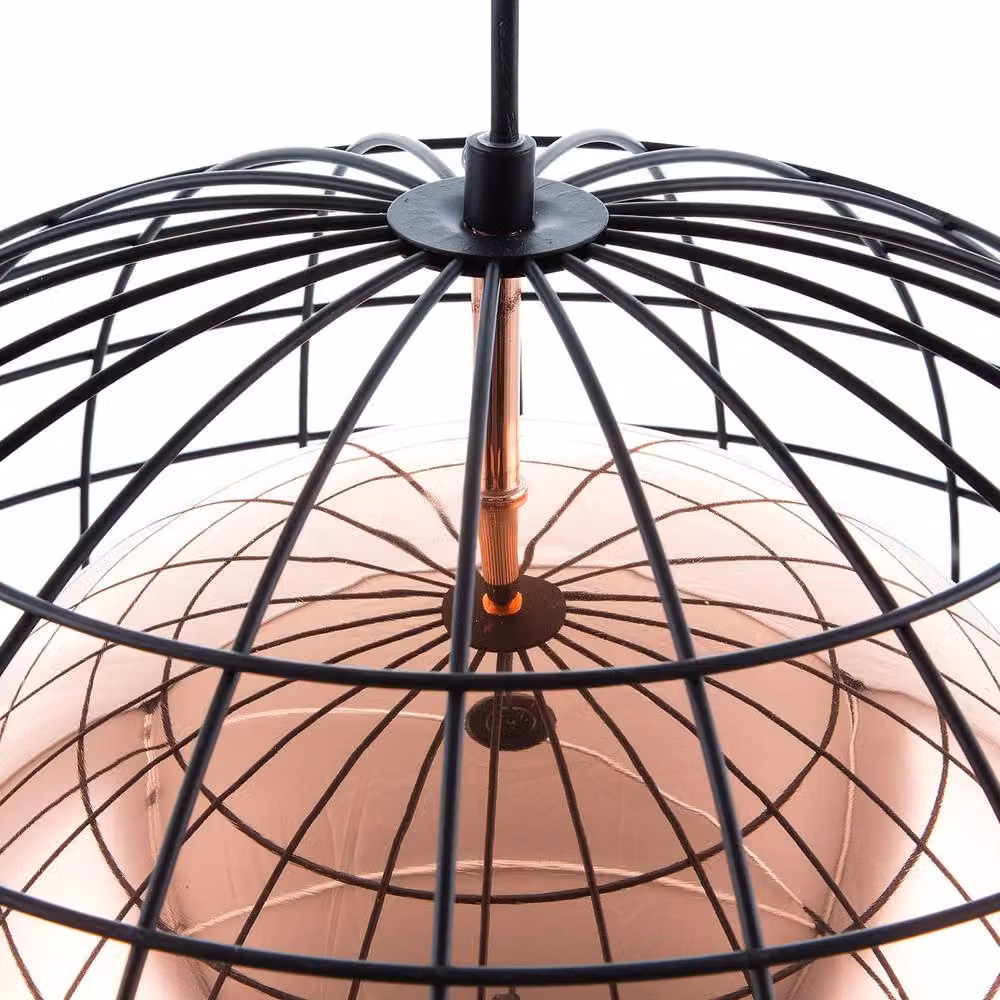 Wyld and Coco Industrial Copper and Black Suspended LED Pendant Light – 4