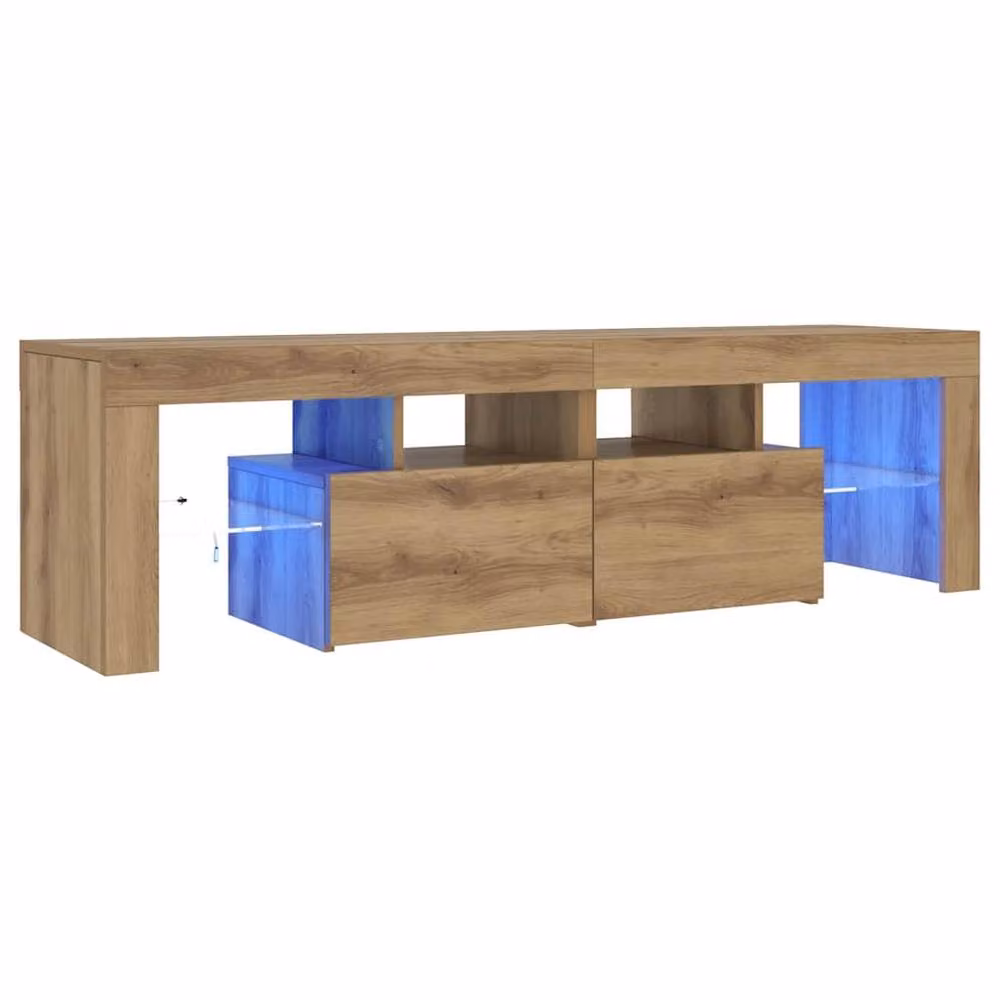 Berkfield Home Artisan Oak TV Cabinet with Integrated LED Lights, Brown, W: 140 cm, D: 36.5 cm, H: 40 cm – 4