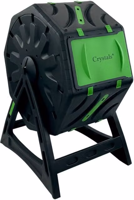 Crystals 65L Rotating Garden Compost Bin Barrel with Air Holes in Black