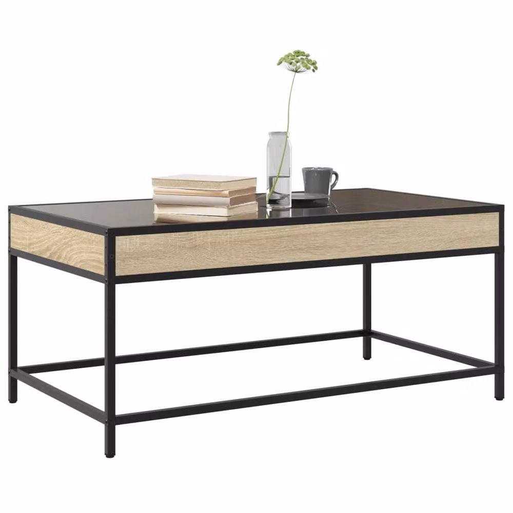 Berkfield Home Infinity LED Coffee Table in Sonoma Oak and Brown, W: 90 cm, D: 50 cm, H: 41 cm – 2