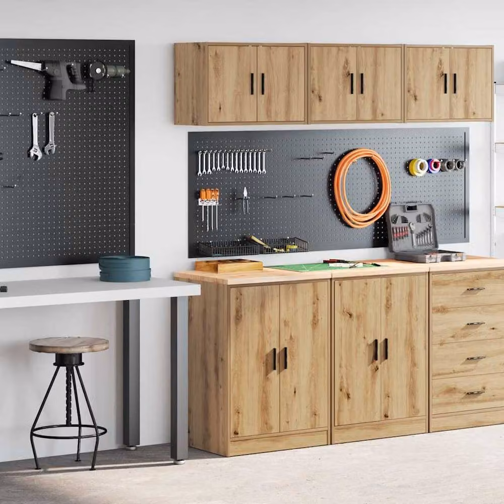 Berkfield Home Artisan Oak Garage Cabinets, 2 Piece Set in Brown – 1