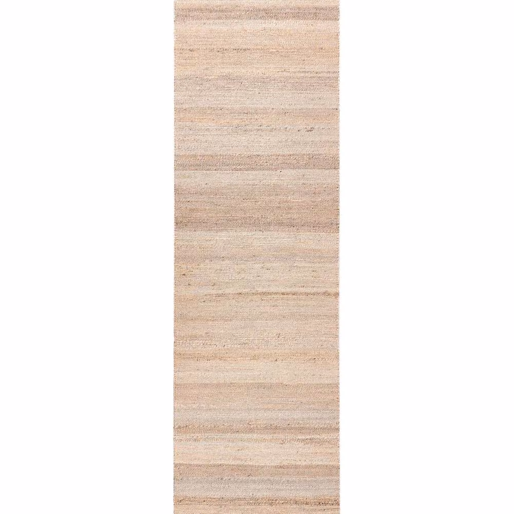 Wyld and Coco Woven Jute and Cotton Striped Runner Rug in Beige and Black, W: 80 cm, L: 300 cm – 2