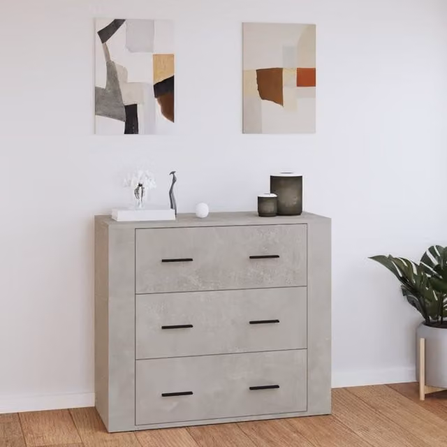 Berkfield Home Sideboard in Concrete Grey, Engineered Wood, W/D/H: 80 x 33 x 70 cm