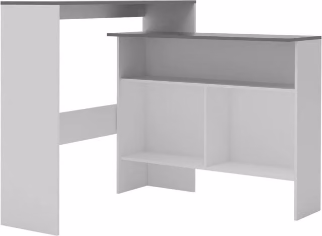 Berkfield Home Modern Bar Table with 2 Nested Tops in White and Grey, W/D/H: 130 x 40 x 120 cm