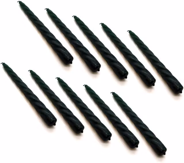 SolaDirect Pack of 10 Green Spiral Taper Dinner Candles, Height: 23 cm