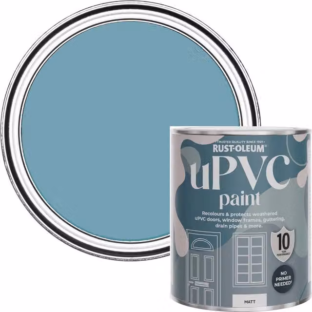 Rust-Oleum Water-Based uPVC Door and Window Paint in Matt Belgrave Blue, 0.75 l