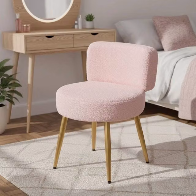 EONLION Pink Dressing Table Stool and Bedroom Vanity Chair