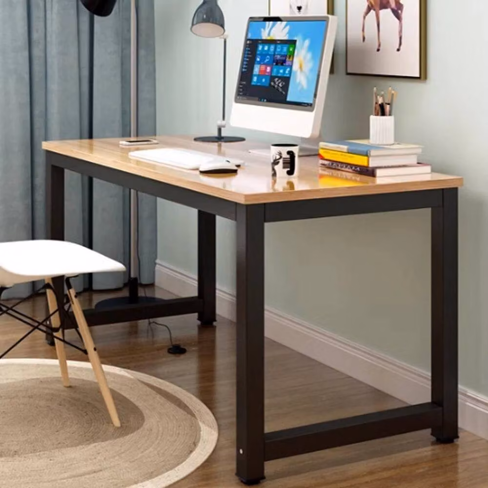 KORVIXA Minimalist Computer Desk for Home Office and Bedroom in Brown, W/D/H: 100 x 100 x 100 cm – 3