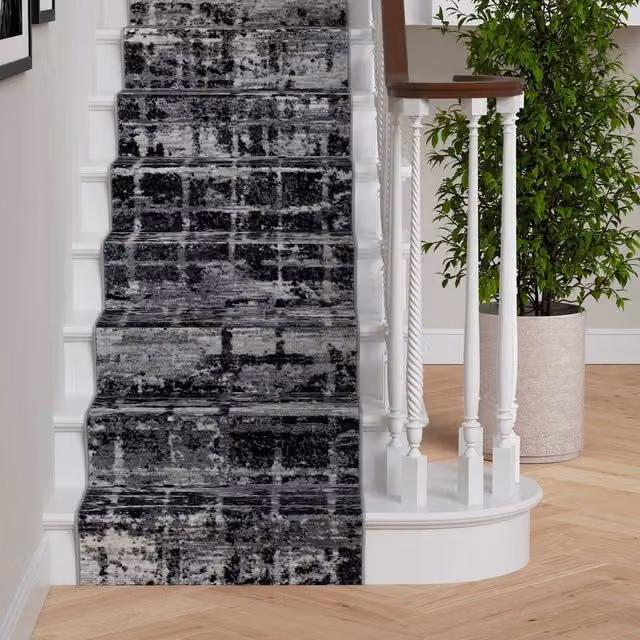 Kukoon Grey Mottled Stair Carpet and Long Hallway Runner Rug W: 60 cm, L: 7310 cm – 1