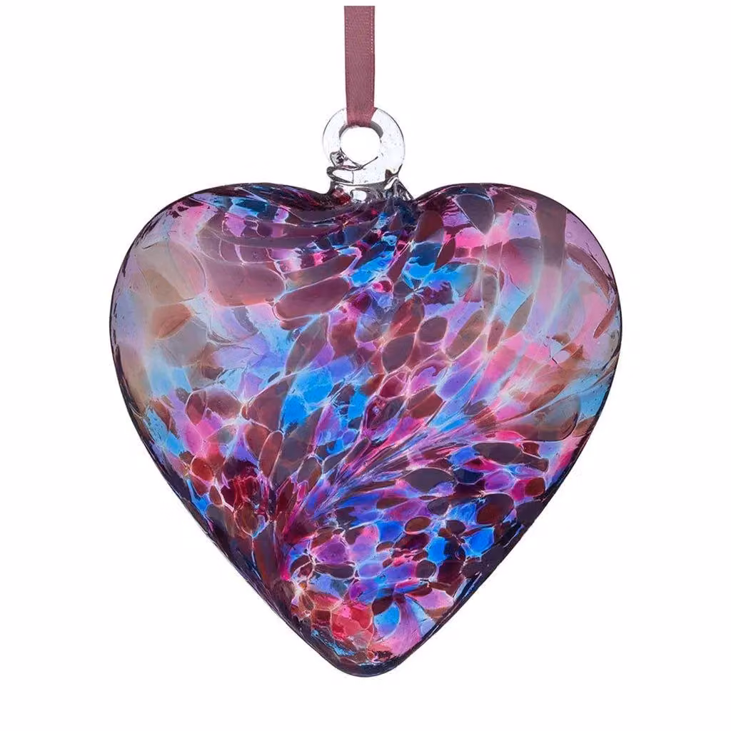 Sienna Glass Blue and Pink Friendship Heart I Miss You Hanging Glass Pendant – 2