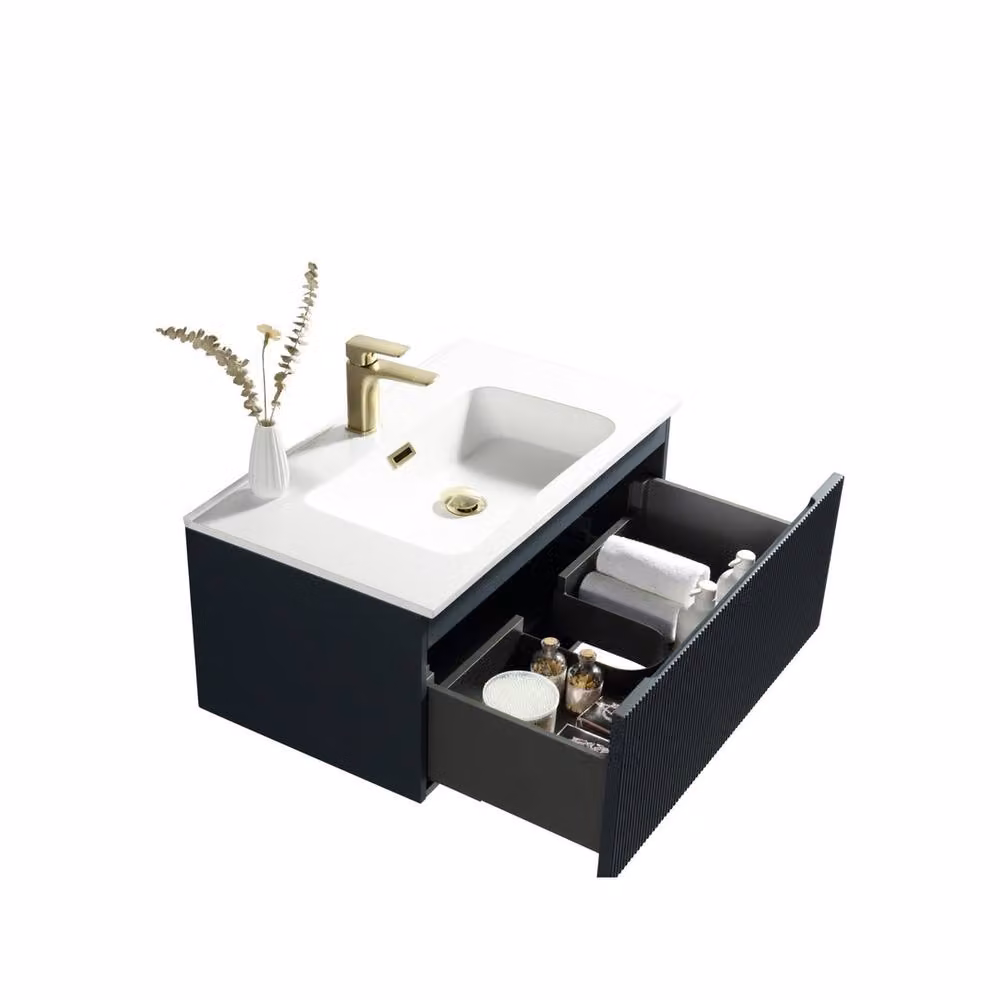 Bathroom Kingdom Flauto Midnight Wall Hung Basin Drawer Vanity in Navy Blue – 2
