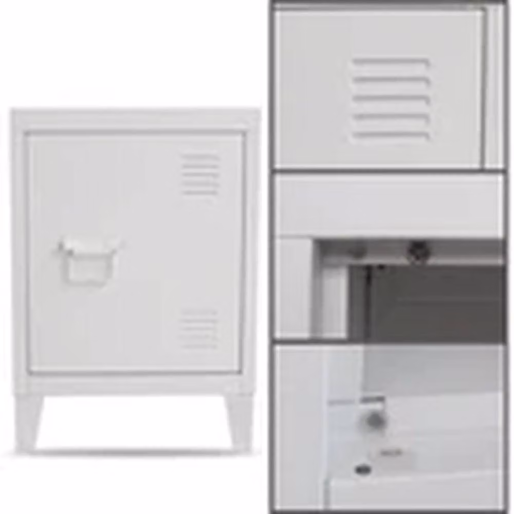 EONLION Metal Bedside Table and Storage Cabinet in White, W/D/H: 50.0 x 30.0 x 40.0 cm – 2