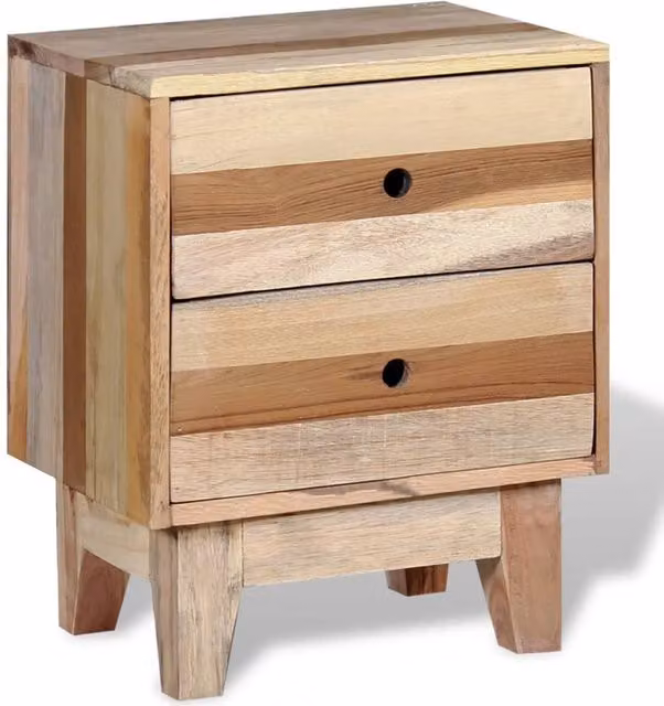 Berkfield Home Bedside Cabinet in Beige Solid Reclaimed Wood