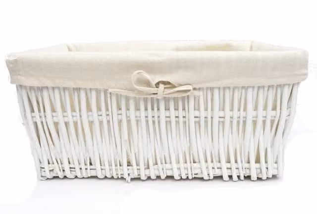Topfurnishing Large Wicker Storage Basket with Lining, White, Width: 22 cm