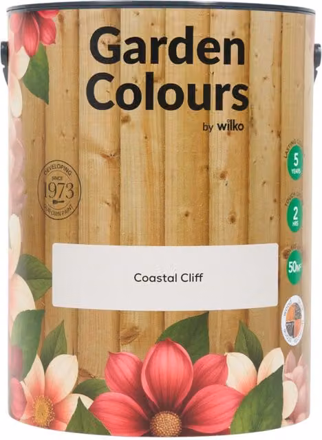 wilko Garden Colours Weatherproof Opaque Water Based Wood Paint in Coastal Cliff, 5 l