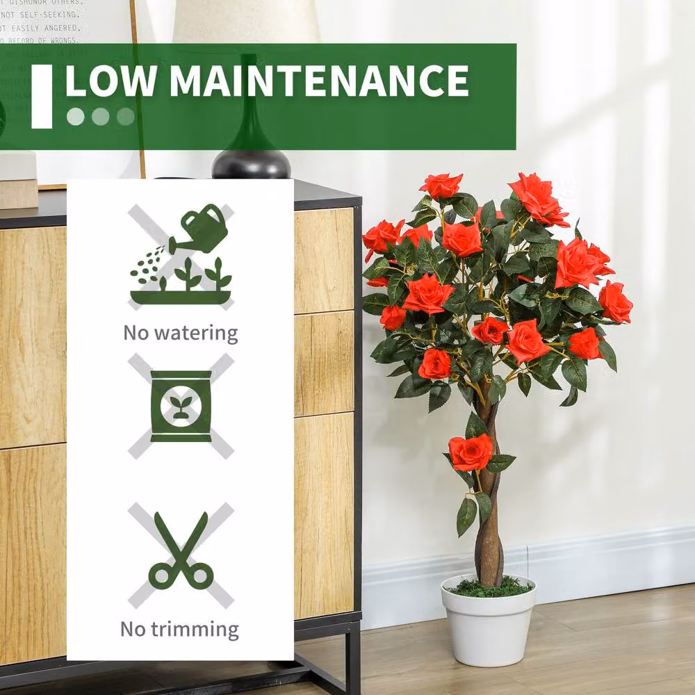 STILVORA Multicolour Artificial Rose Tree in Concrete Pot, Height: 90 cm – 6