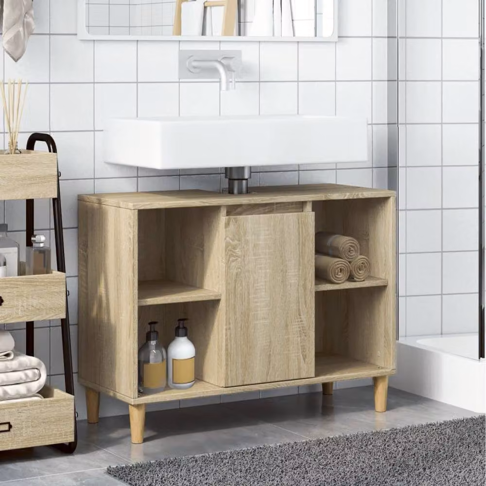 Berkfield Home Sonoma Oak Bathroom Cabinet, Light Brown, W/D/H: 80 x 33 x 60 cm – 3