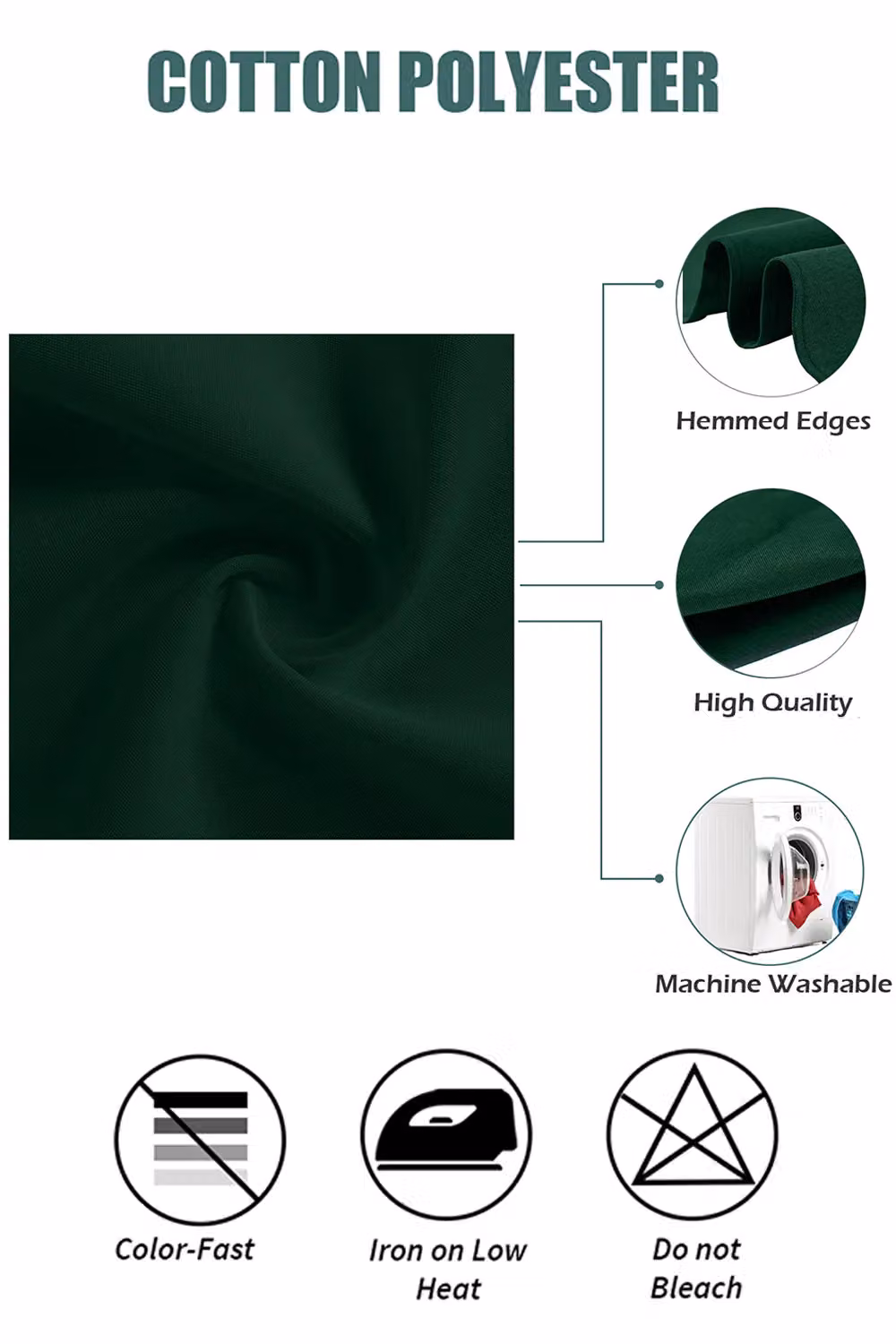Neel Blue Reusable Polyester Table Napkins in Green, W/D/H: 50 x 50 x 0 cm – 2