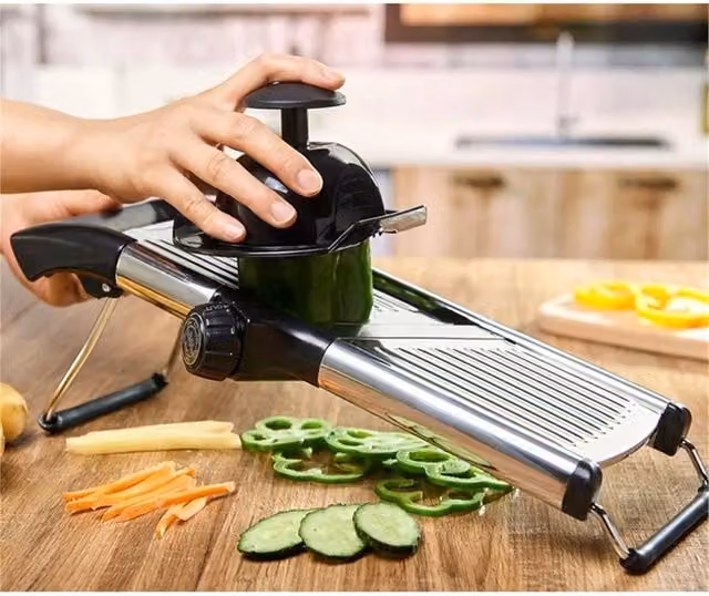 Nordara Professional Mandoline Slicer and Vegetable Fruit Cutter in Black Stainless Steel