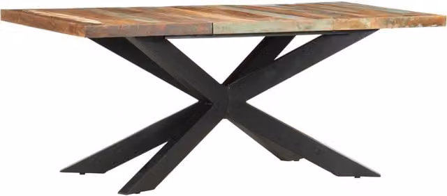 Berkfield Home Rectangular Dining Table in Brown Solid Reclaimed Wood W/D/H: 180 x 90 x 76 cm – 1