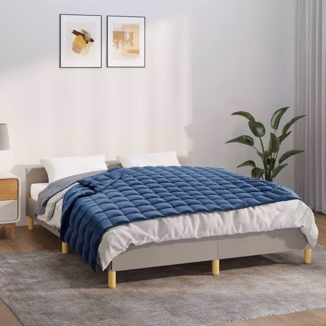 Berkfield Home Weighted Blanket, Blue, W/D/H: 140 x 200 cm, 6 kg