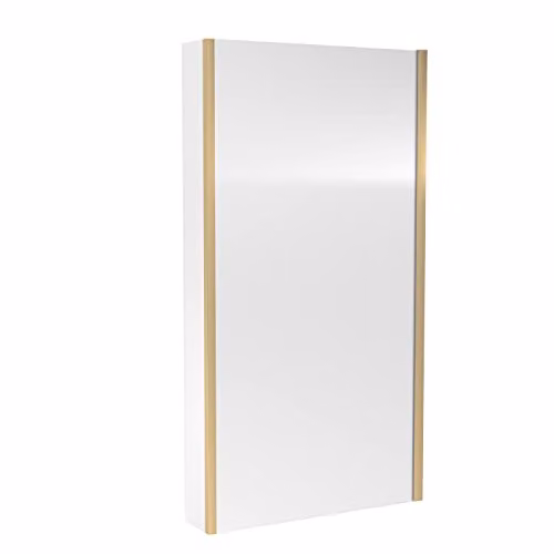 nuie NSBS28 Pacific Modern L-Shaped Square Shower Bath Screen with Fixed Return, 6mm Toughened Safety Glass, Gold, W: 143.5 cm, D: 80.5 cm