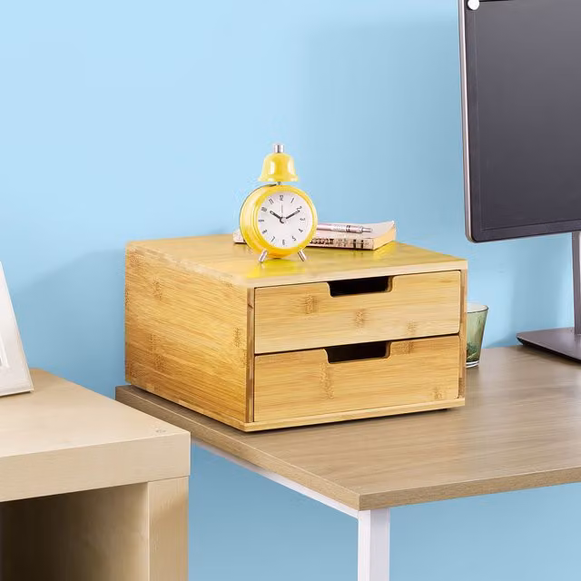 SoBuy Multi-Compartment Bamboo Desk and Kitchen Organiser in Brown