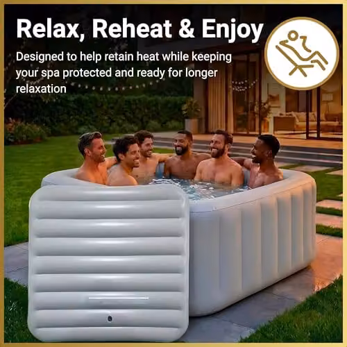 SHATCHI Grey Inflatable Square Hot Tub Spa Cover, W/D: 140 x 140 cm – 4