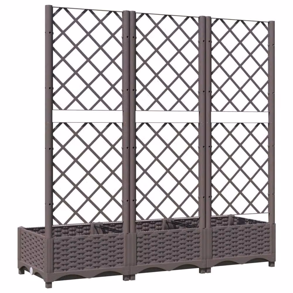 Berkfield Home Garden Planter with Trellis in Brown, W/D/H: 120 x 40 x 121.5 cm – 6