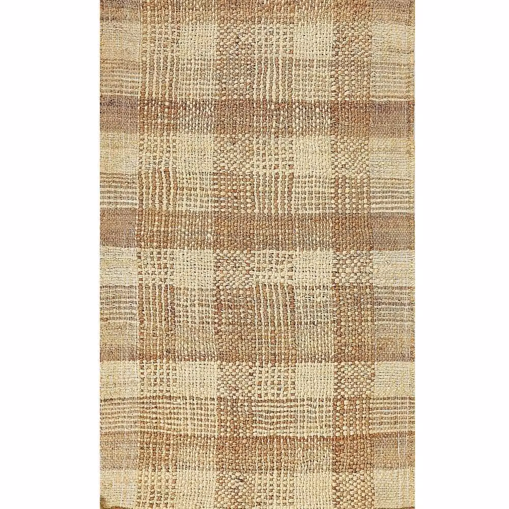 Wyld and Coco Boho Jute and Cotton Woven Area Rug in Beige with Fringes, W/D: 80 x 150 cm – 1