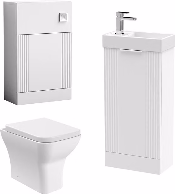 Balterley Fluted Floor Standing Vanity and WC Unit in Matt White – 1
