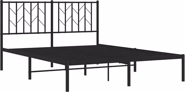 Berkfield Home Metal Bed Frame with Headboard, Black, W/D/H: 140 x 190 x 90 cm