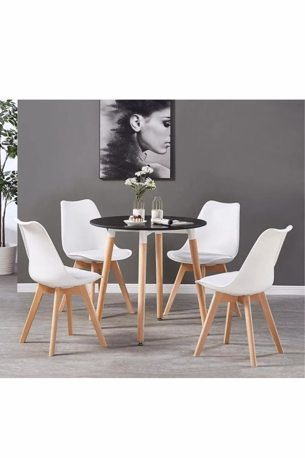 Life Interiors Lorenzo Round Dining Set with Table and 4 Chairs in White – 2