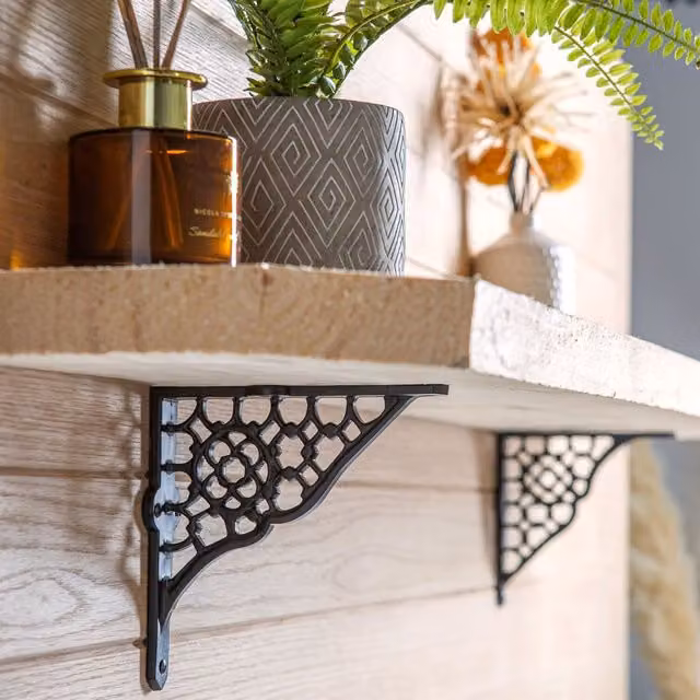 Hammer and Tongs Honeycomb Iron Shelf Bracket, Matt Black, Pack of 6 – 1