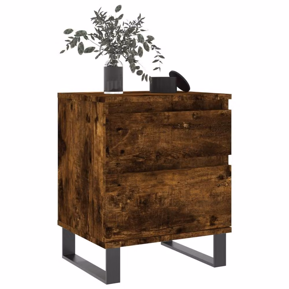 Berkfield Home Set of 2 Modern Bedside Cabinets in Smoked Oak Brown, W/D/H: 40 x 35 x 50 cm – 2