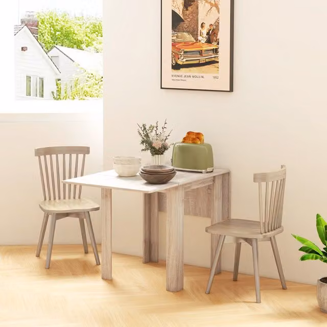 HOMCOM Classic Drop Leaf Folding Dining Table in Oak Finish