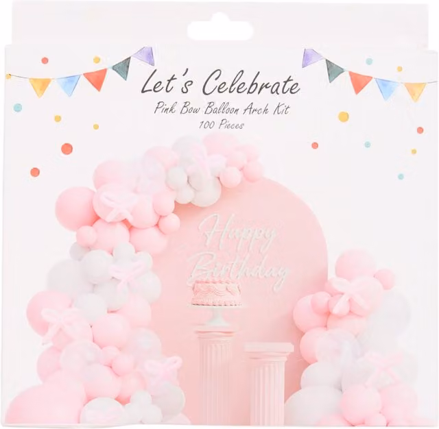 Lets Celebrate Pink Bow Balloon Arch Kit