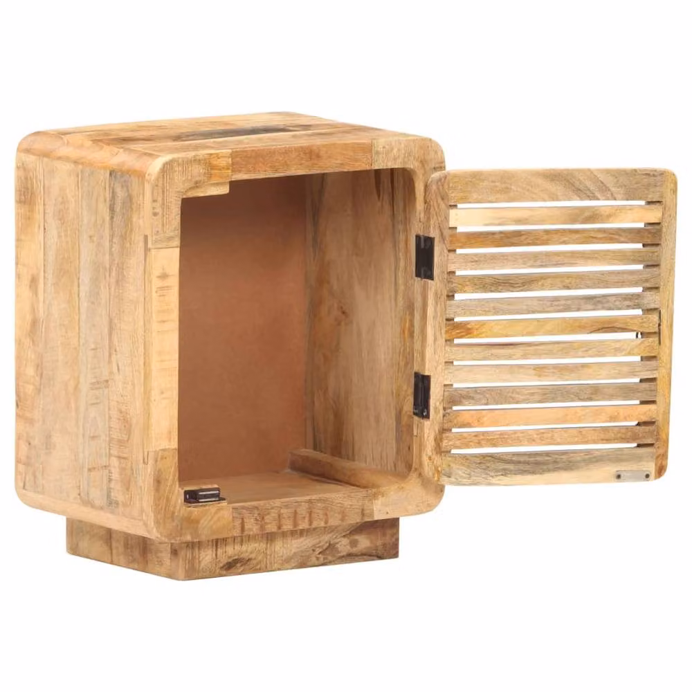 Berkfield Home Rustic Brown Rough Mango Wood Bedside Cabinet W/D/H: 40 x 30 x 50 cm – 2
