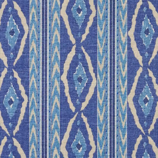 iLiv Santana Blue Ethnic Striped Batik Fabric in Cotton, Viscose and Linen