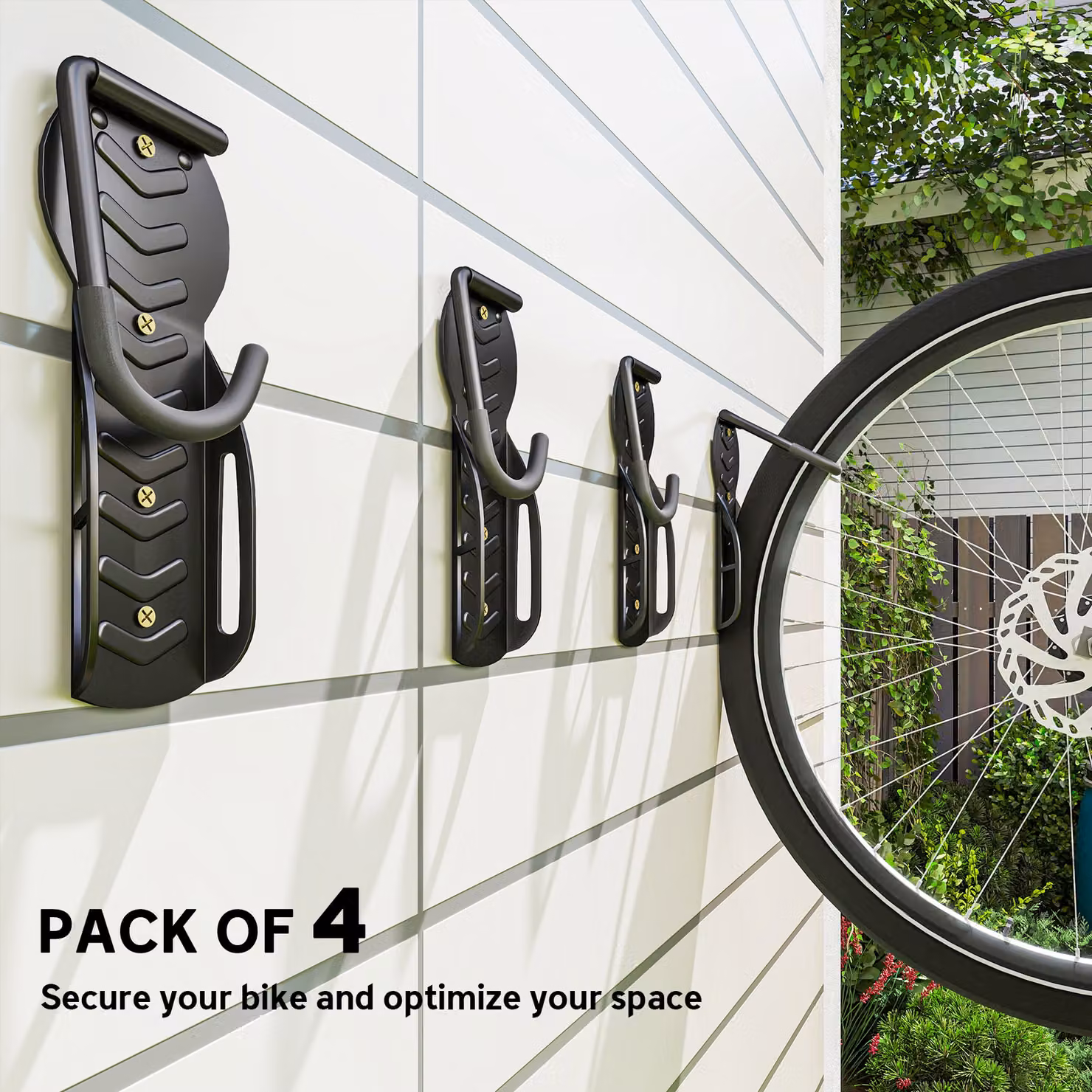 SPORTNOW 4 Pack Wall Mounted Foldable Bike Rack in Black – 4