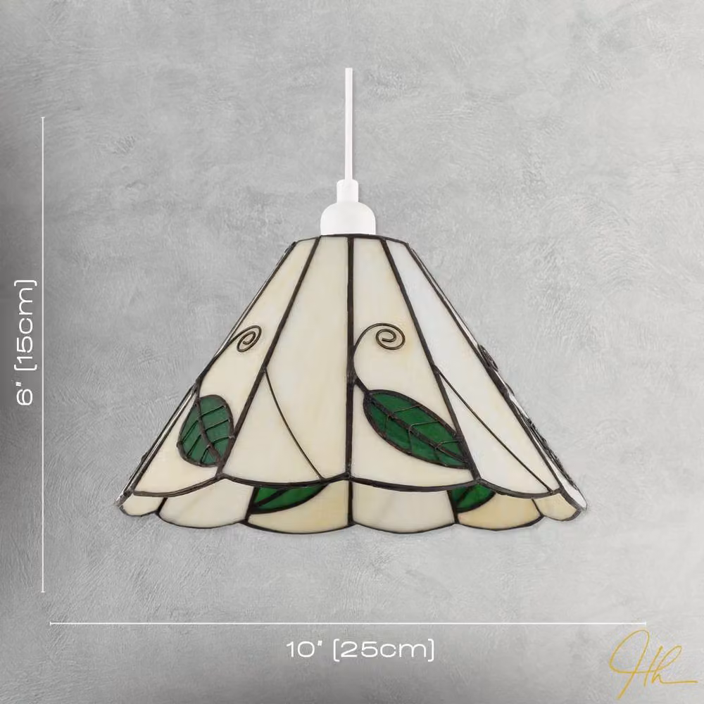 Happy Homewares Chic Floral Tiffany Glass Pendant Light Shade in Green and Multicolour – 4