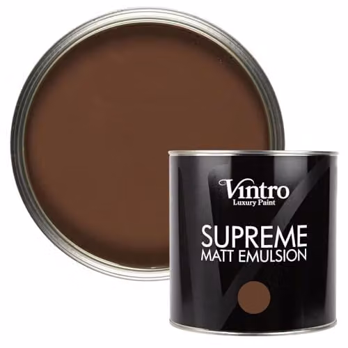 Vintro Brown Luxury Matt Emulsion Multi Surface Water Based Paint for Walls, Ceilings, Wood and Metal, 2.5 L